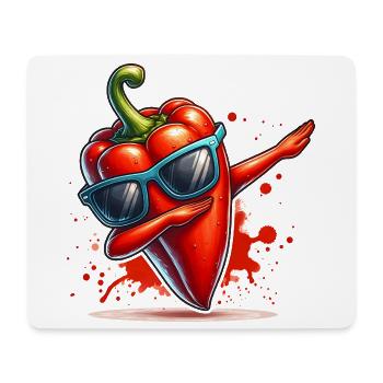 Bunte dabbende rote Paprika mit Sonnenbrille - Mousepad (Querformat) - Weiß - Vorne