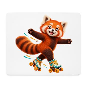 Rollschuhlaufender Red Panda - Mousepad (Querformat) - Weiß - Vorne