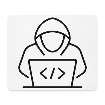 Hacker Laptop Zeilen-Symbol - Mousepad (Querformat) - Weiß - Vorne