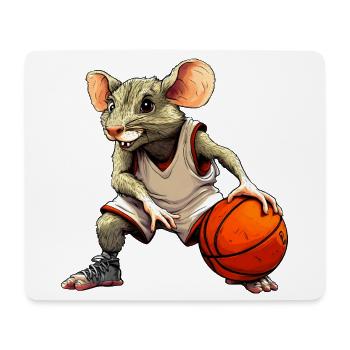 Ratte Basketball - Mousepad (Querformat) - Weiß - Vorne