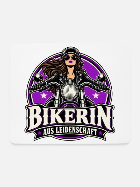 Bikerin Leidenschaft Motorrad-Style - Mousepad (Querformat) - Weiß