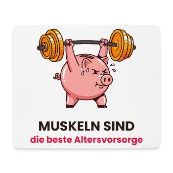 Muskelpig: Kraft als Altersvorsorge - Mousepad (Querformat) - Weiß - Vorne
