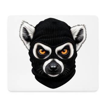 Katta mit Sturmhaube – Frecher Lemur - Mousepad (Querformat) - Weiß - Vorne