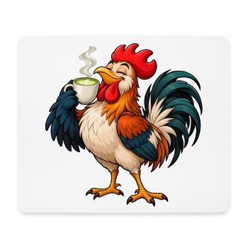  Hahn mit Matcha Latte – Lustiges Tiermotiv - Mousepad (Querformat) - Weiß - Vorne