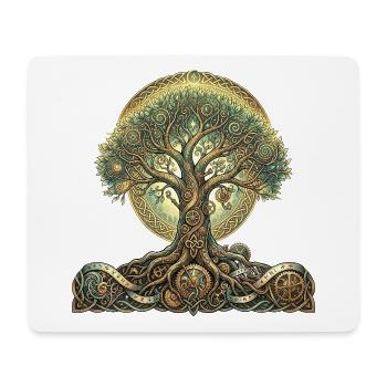 Zahnradbaum und Wurzeln - Mousepad (Querformat) - Weiß - Vorne