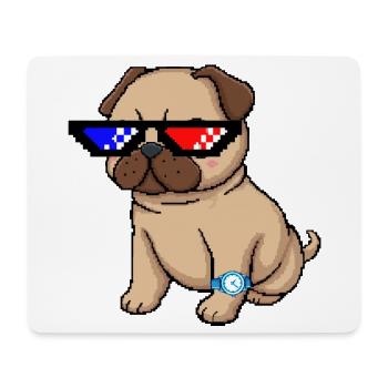 Pixel Shades Pug - Mousepad (Querformat) - Weiß - Vorne