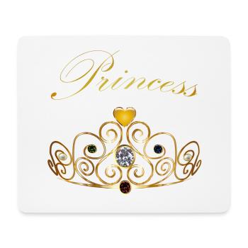 Princess Queen Gold Crown Tiara Gems Beads - Mouse Pad (horizontal) - white - Front