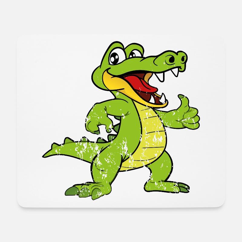 Retro Vintage Grunge Style Krokodil Alligator - Mousepad (Querformat) - Weiß