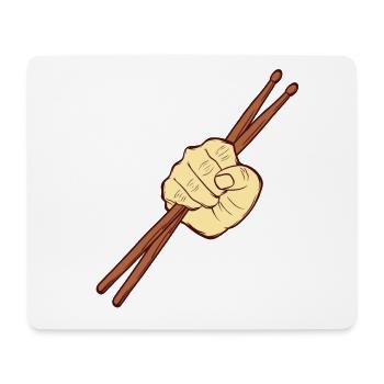 Drumming Shirt For Drummers "Drumsticks Hand" - Mouse Pad (horizontal) - white - Front