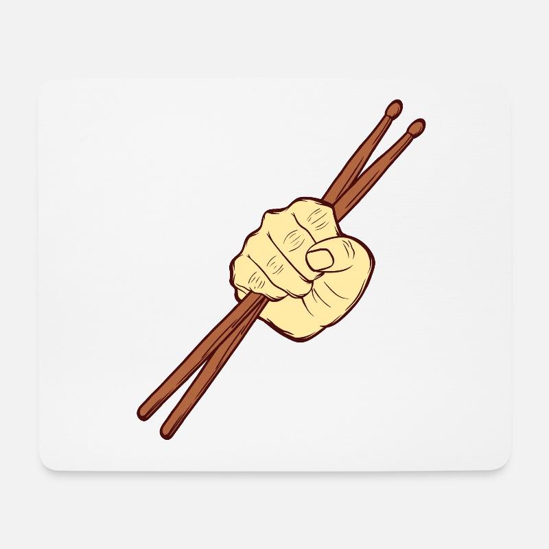 Drumming Shirt für Schlagzeuger "Drumsticks Hand" - Mousepad (Querformat) - Weiß