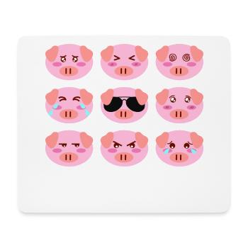 Kühle SchweinRosaverschiedene StimmungsGesichter - Mousepad (Querformat) - Weiß - Vorne