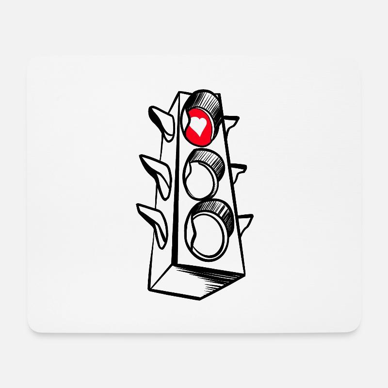 Rote Ampel Herz - Mousepad (Querformat) - Weiß