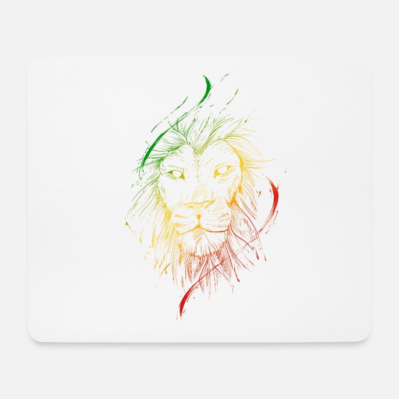 Green yellow red flag Lion's head sketchy - Mouse Pad (horizontal) - white