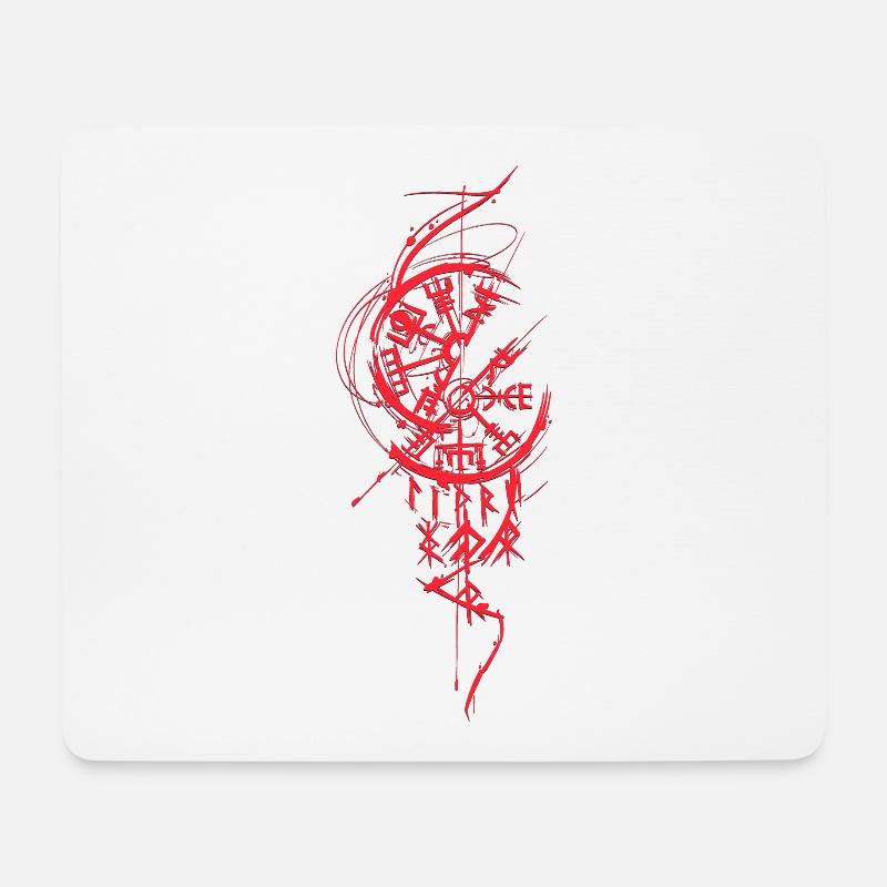 Vegvisir skizzenhaft rotes nordisches Symbol Wikinger - Mousepad (Querformat) - Weiß