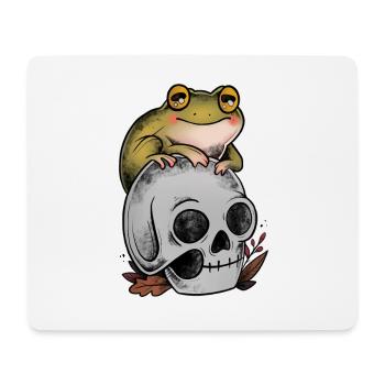 Frog on old-school art skull - Mouse Pad (horizontal) - white - Front