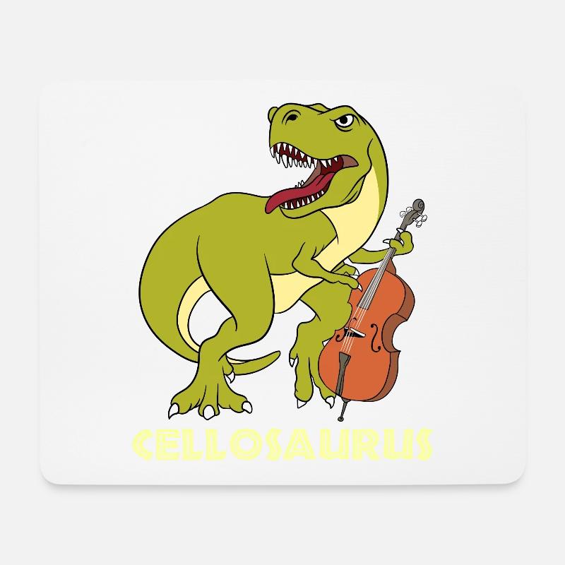 Musical Tee For Musicians "Cellosaurus" T-shirt - Mousepad (Querformat) - Weiß