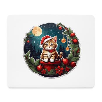 Weihnachtskatze - Mousepad (Querformat) - Weiß - Vorne