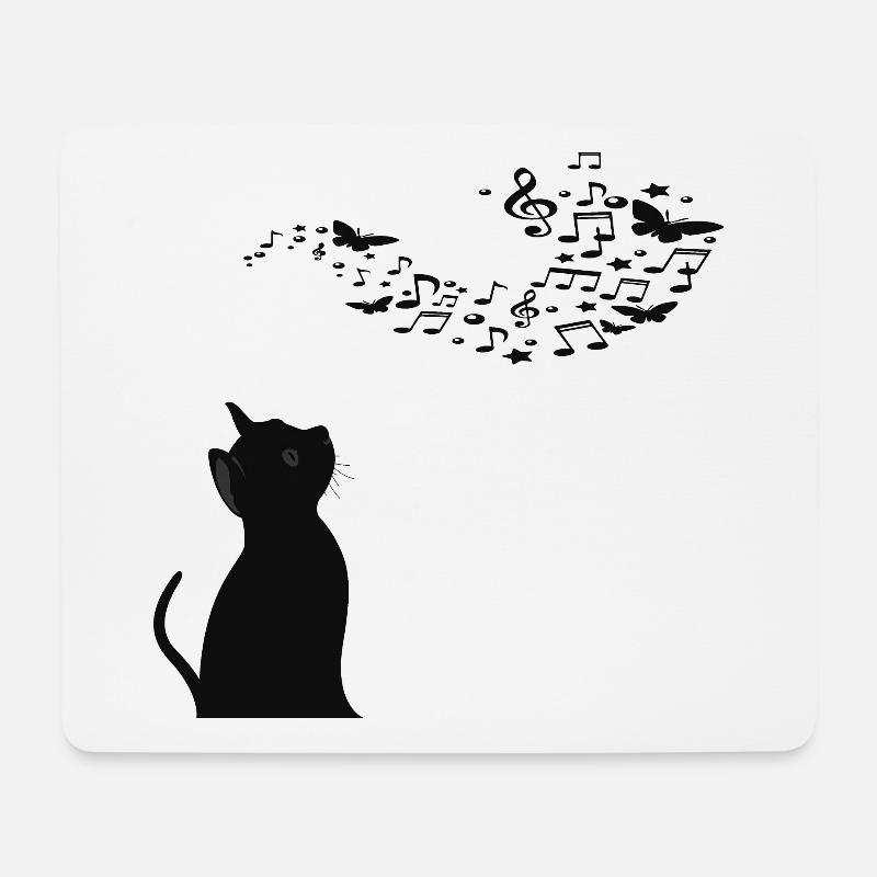 Cat with music notes - Mouse Pad (horizontal) - white