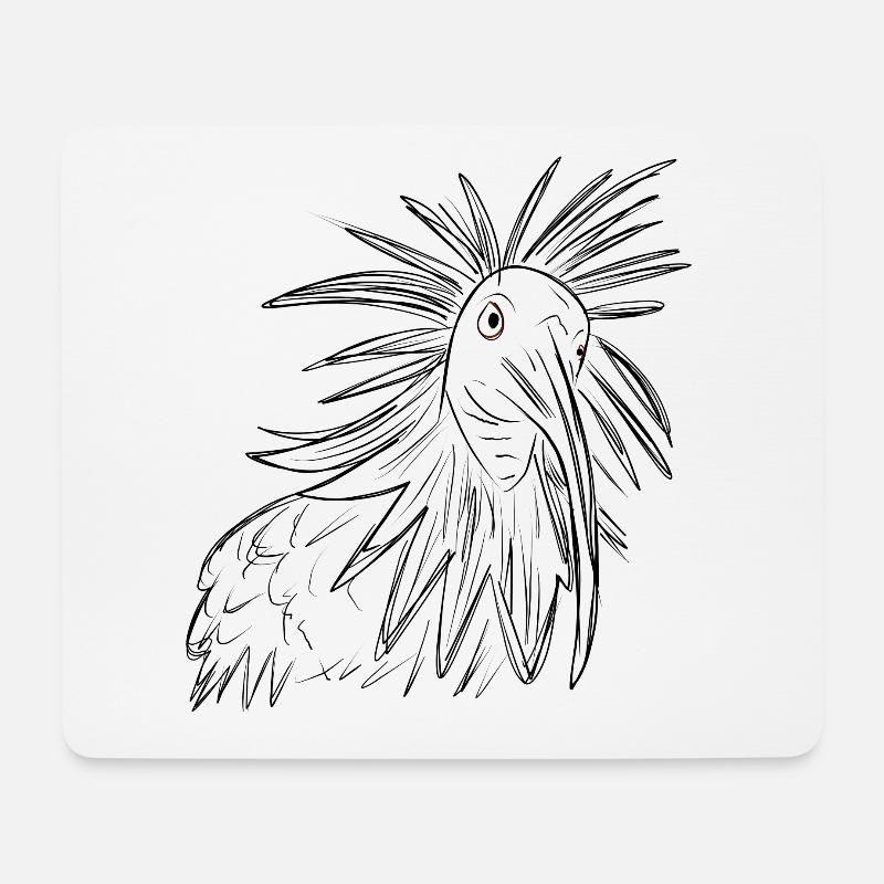 Waldrapp Vogel Zeichnung - Mousepad (Querformat) - Weiß