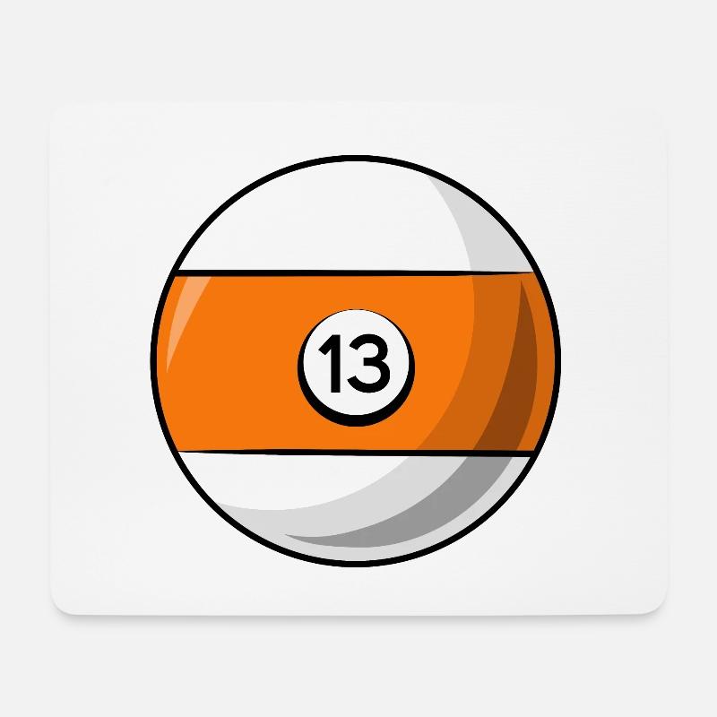 Billardkugel 13 orange Billard dreizehn - Mousepad (Querformat) - Weiß