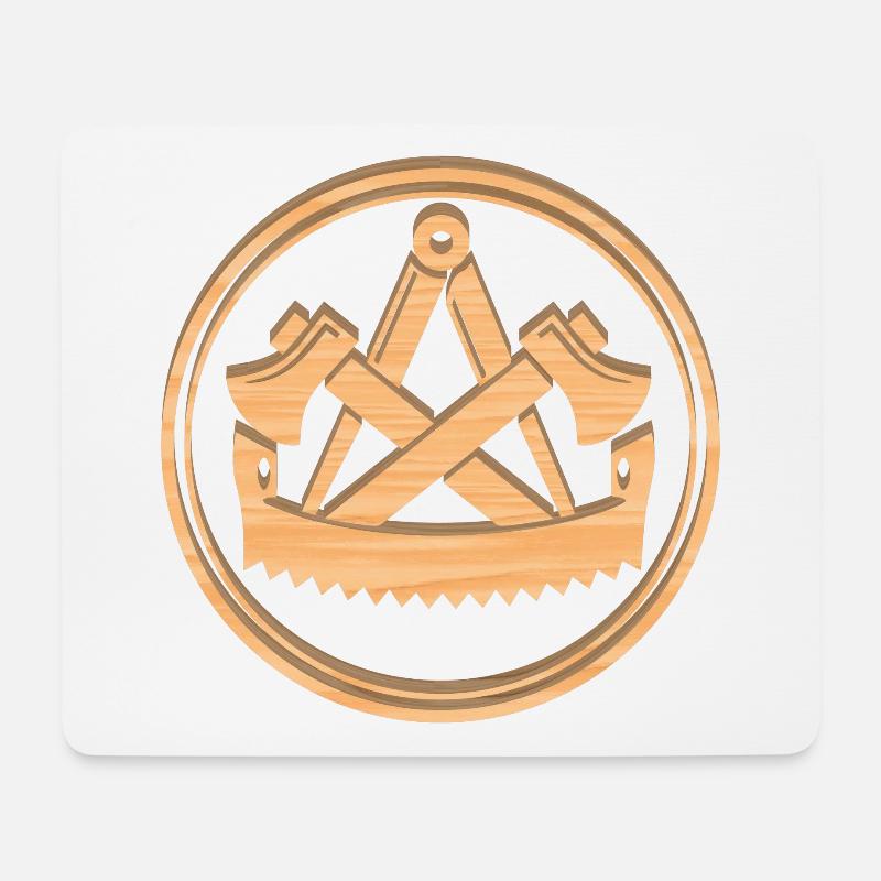 Zimmermann Zimmerer Zunft Logo Wappen Holz Hell - Mousepad (Querformat) - Weiß