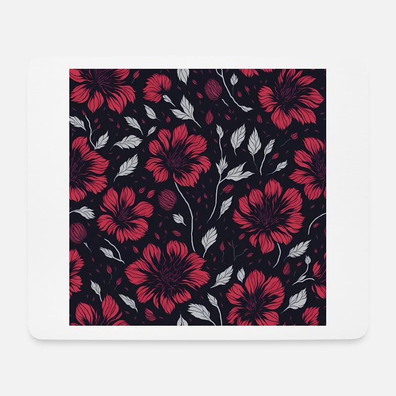 Motif de conception de fleurs rouges - Tapis de souris (format paysage) - blanc