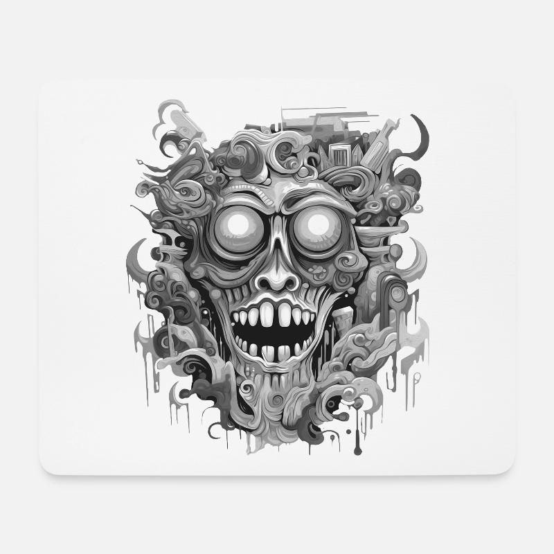 gothisch ästhetischer psychedelischer Albtraumkopf - Mousepad (Querformat) - Weiß