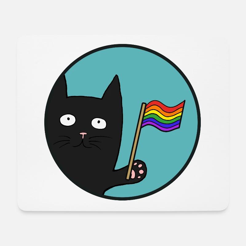 Schwartze Pride Katze - Mousepad (Querformat) - Weiß