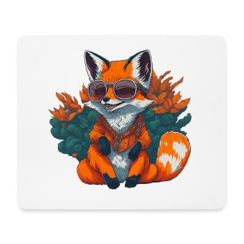 Cool fox with sunglasses - Mouse Pad (horizontal) - white - Front