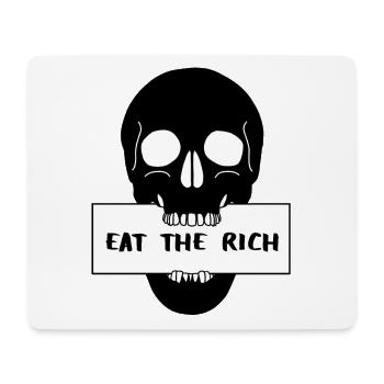 Totenkopf Schädel mit Schild "Eat the Rich" - Mousepad (Querformat) - Weiß - Vorne