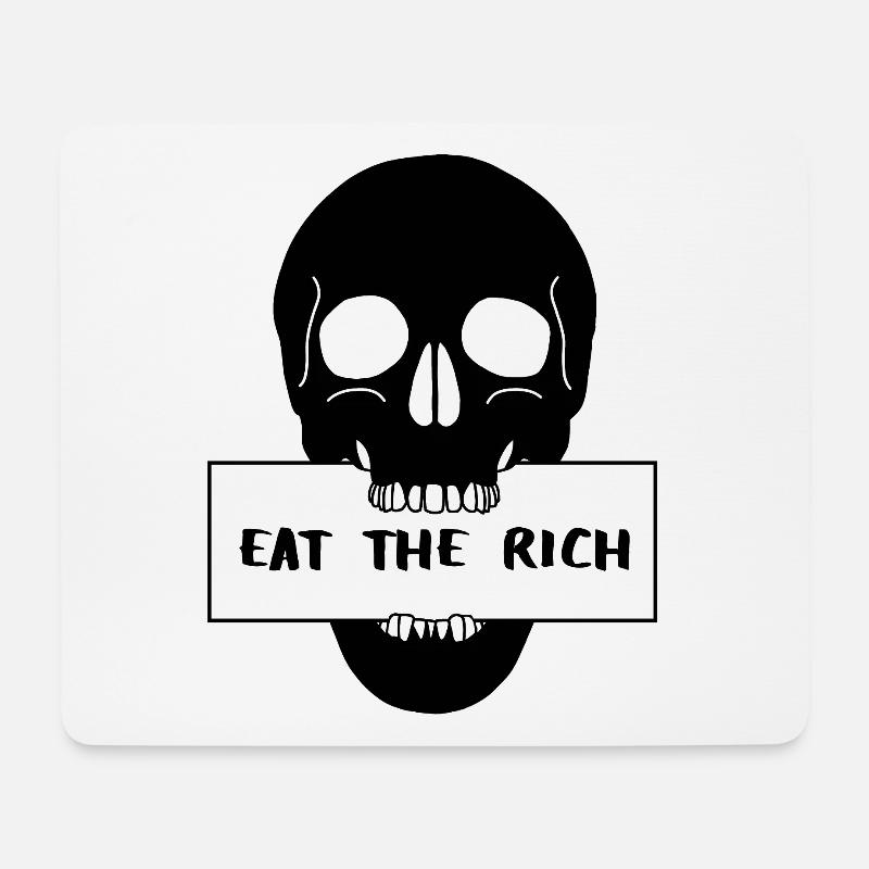Totenkopf Schädel mit Schild "Eat the Rich" - Mousepad (Querformat) - Weiß