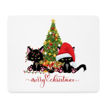 Chats de Noël - Tapis de souris (format paysage) - blanc - Devant