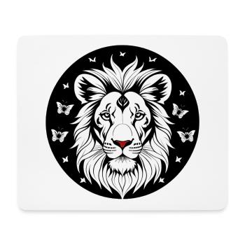 UBUNTU - Lion avec papillons - Tapis de souris (format paysage) - blanc - Devant