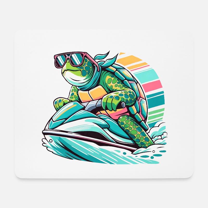 Jet Ski Turtle - Mouse Pad (horizontal) - white