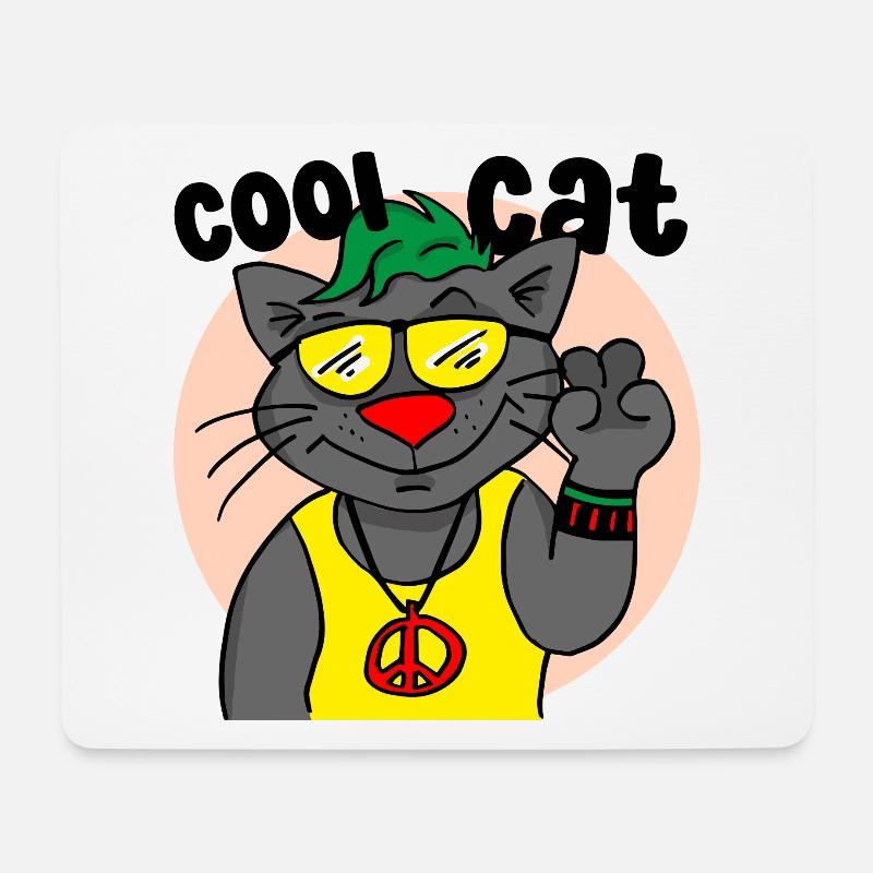 Cool Cat - Mousepad (Querformat) - Weiß