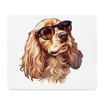 Cocker Spaniel, Hund, Sonnenbrille, Sommer - Mousepad (Querformat) - Weiß - Vorne