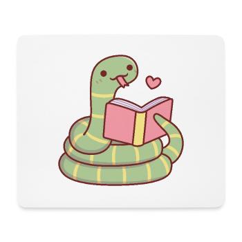 Serpent mignon blotti avec un livre Aime lire - Tapis de souris (format paysage) - blanc - Devant