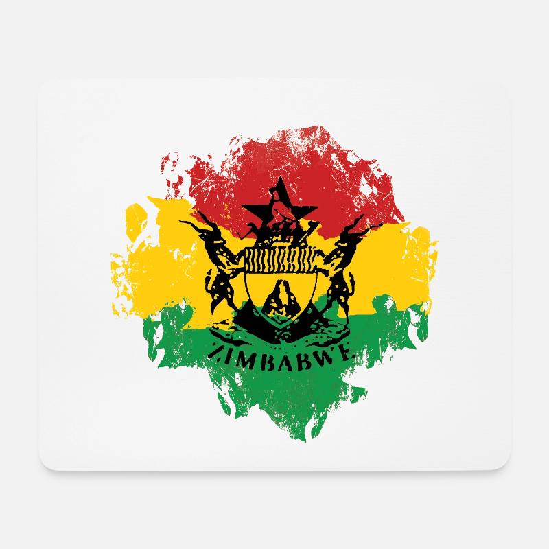 Zimbabwe Emblem Reggae Flag - Mouse Pad (horizontal) - white