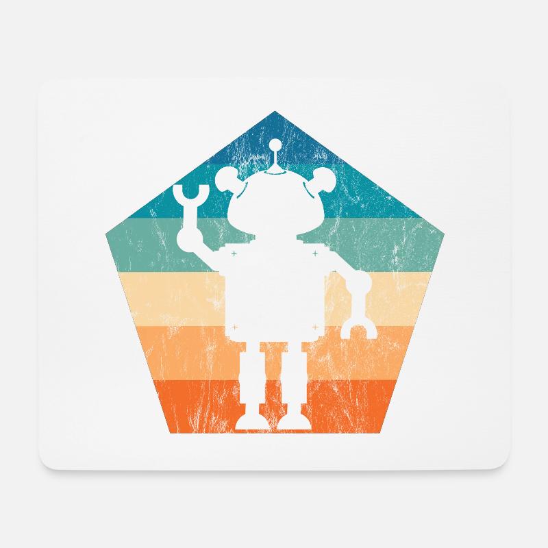 Roboter Vintage Retro - Mousepad (Querformat) - Weiß