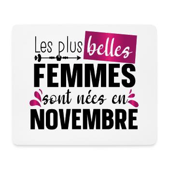 Novembre Femme Cadeau d'Anniversaire Rose Girly - Tapis de souris (format paysage) - blanc - Devant