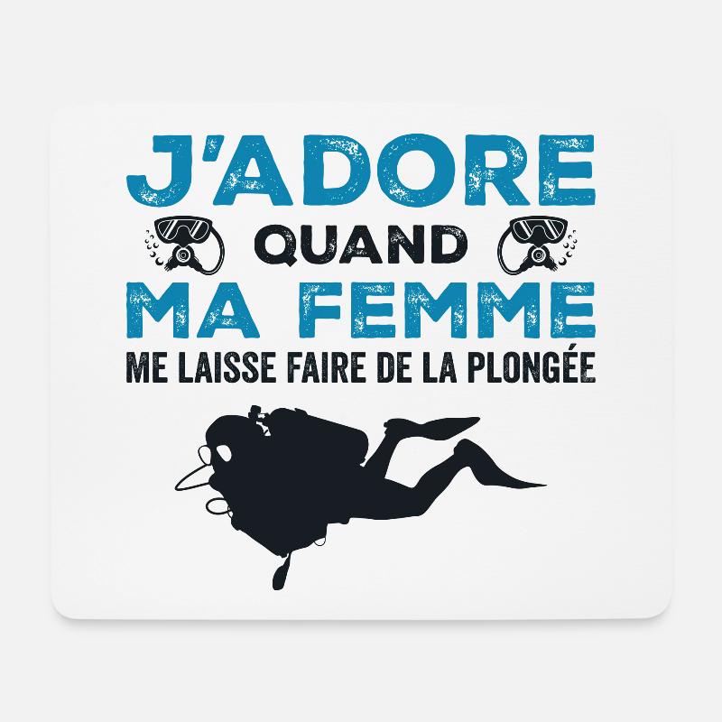 Ich liebe es, wenn meine Frau mich tauchen lässt - Mousepad (Querformat) - Weiß