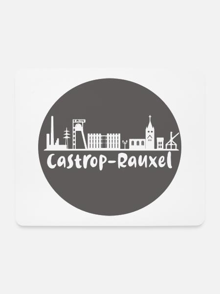 castrop-rauxel, skyline,kreis, scherenschnitt,grau - Mousepad (Querformat) - Weiß