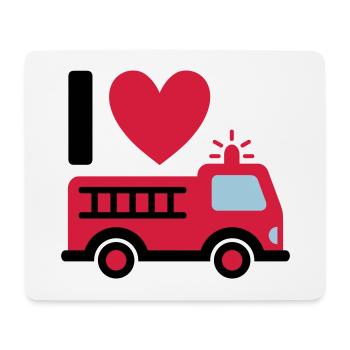I love firefighters (fire truck with ladder) - Mouse Pad (horizontal) - white - Front