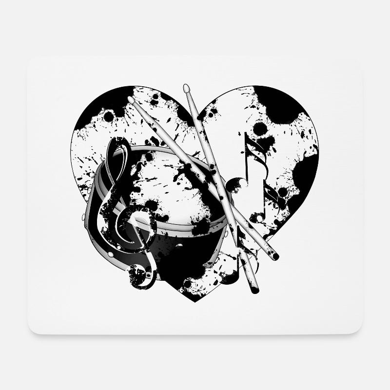 Schlagzeug Herz - Mousepad (Querformat) - Weiß