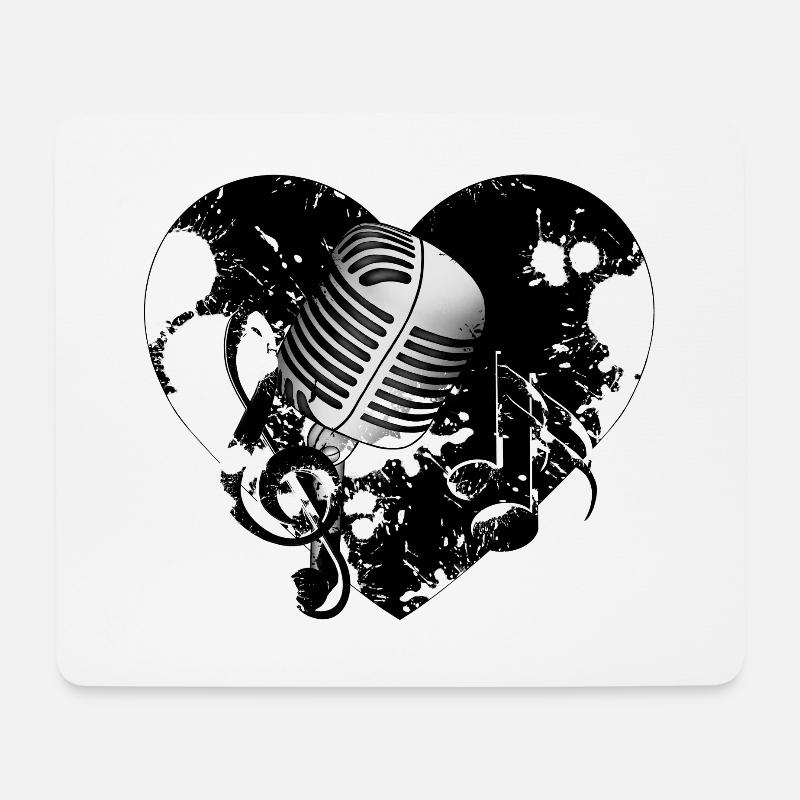 Mikrofon Herz - Mousepad (Querformat) - Weiß