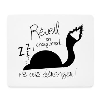 Chat réveil en chargement ! ne pas déranger ! - Tapis de souris (format paysage) - blanc - Devant