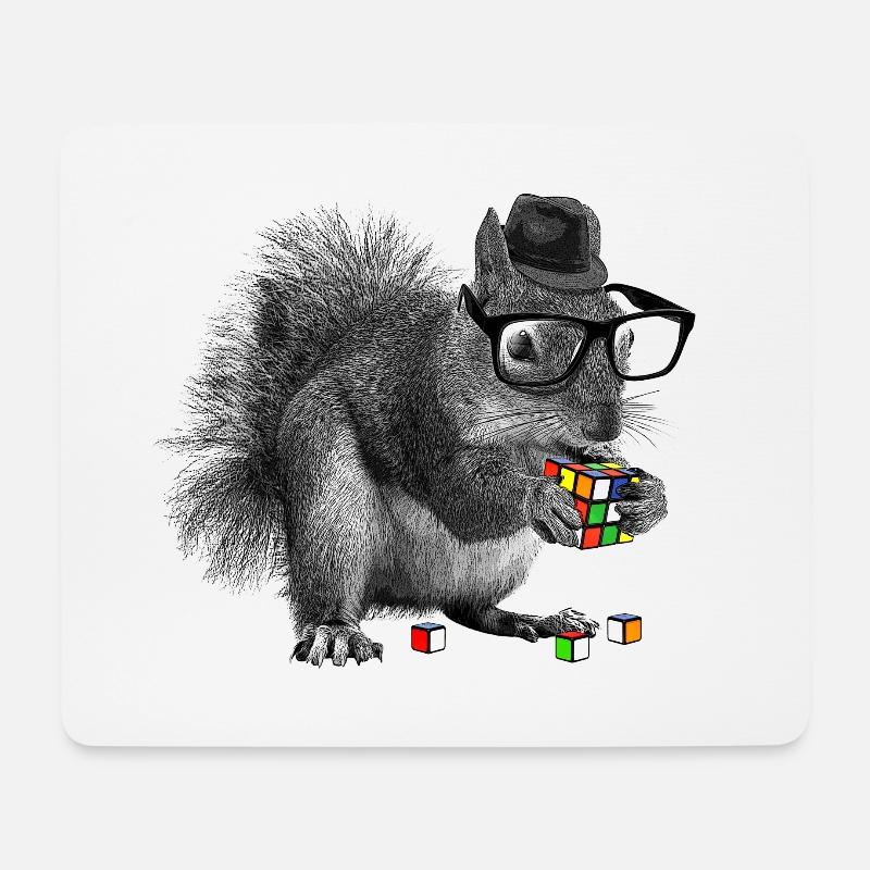 Rubik's Squirrel - Mousepad (Querformat) - Weiß