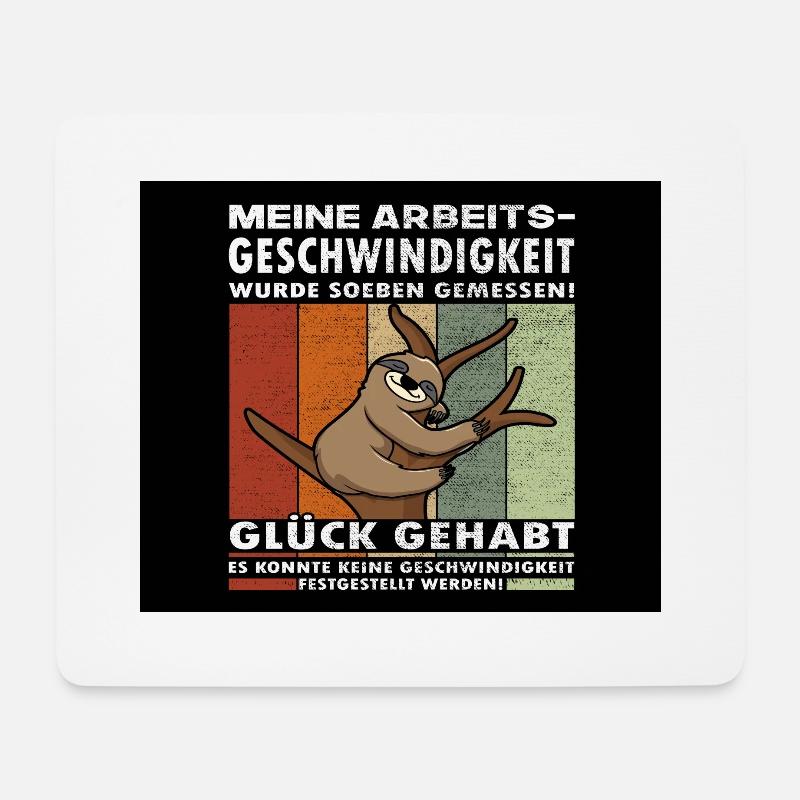 Glück gehabt Faultier Bürohumor - Mousepad (Querformat) - Weiß