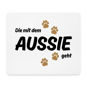 Die mit dem Aussie geht - Hundepfoten - Mousepad (Querformat) - Weiß - Vorne