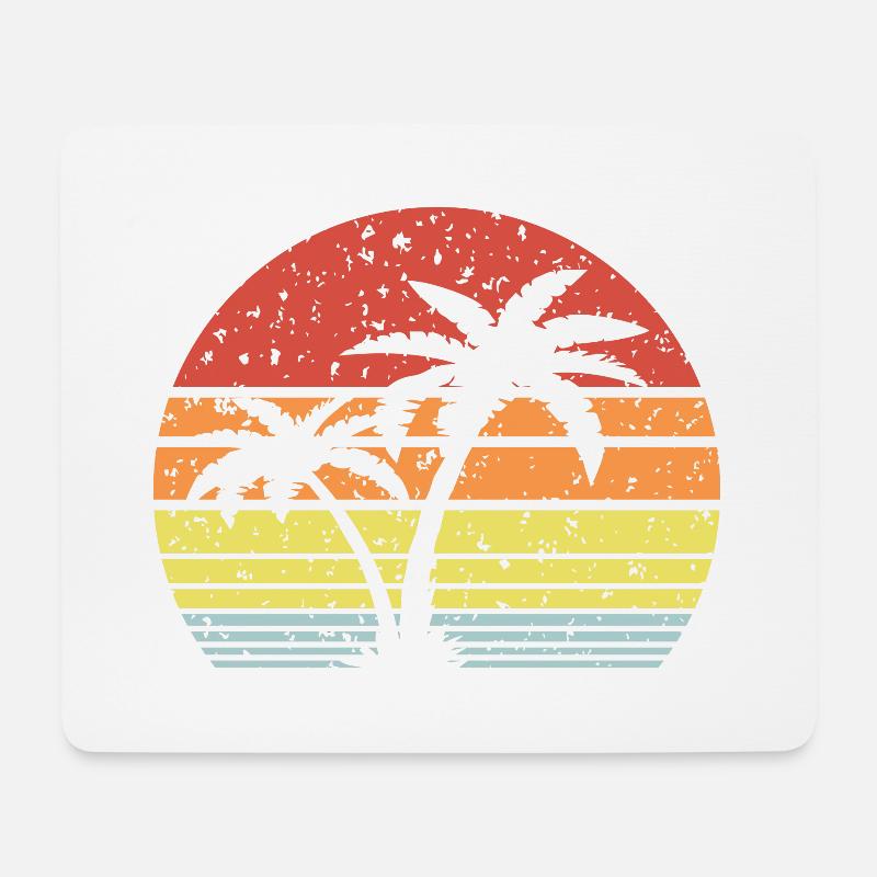 Retro Sonne Palmen - Mousepad (Querformat) - Weiß